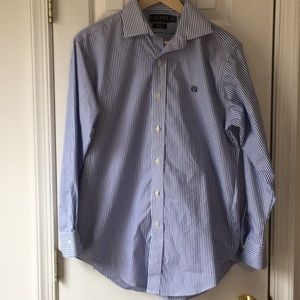 EUC Ralph Lauren Blue White Striped Shirt 15.5